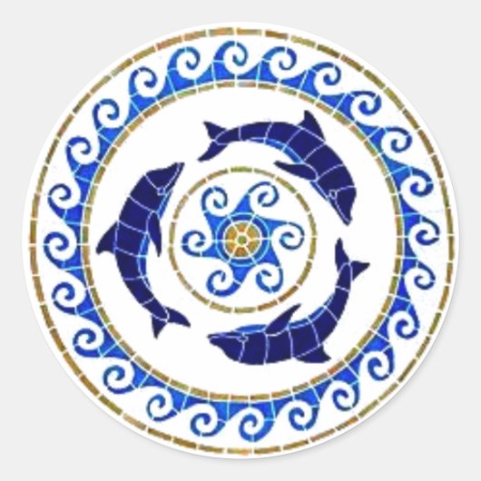 Dolphin - Mosaikfliese Runder Aufkleber (Vorderseite)