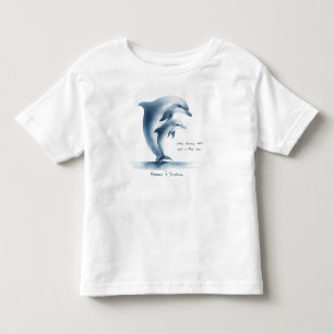 Dolphin Mother Baby Blue Water Personalisierte Kleinkind T-shirt