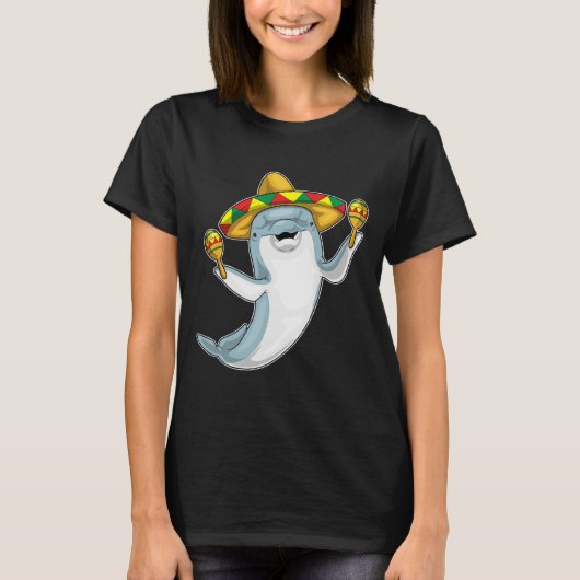 Dolphin Musician Maracas Music T-Shirt (Vorderseite)