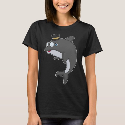Dolphin Nerd Hat Glasses T-Shirt (Vorderseite)