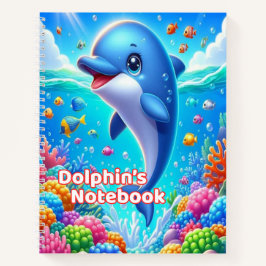 Dolphin Notebook for Kids | Wide Ruled Spiral Notizblock