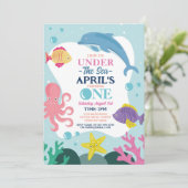 Dolphin Octopus Girls 1. Einladung (Stehend Vorderseite)