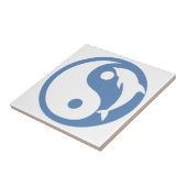Dolphin on Blue Yin Yang Tile Fliese (Seite)