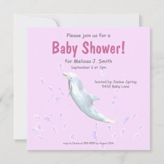 Dolphin on Pink - Baby Dusche Einladung