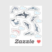 Dolphin Orca Aquarell zeichnend personalisierter N Aufkleber (Blatt)