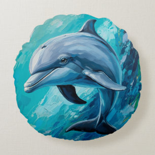 Dolphin Paint Textured Cushion Rundes Kissen