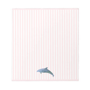 Dolphin Painting Nautical Pink Stripe Preppy Notizblock