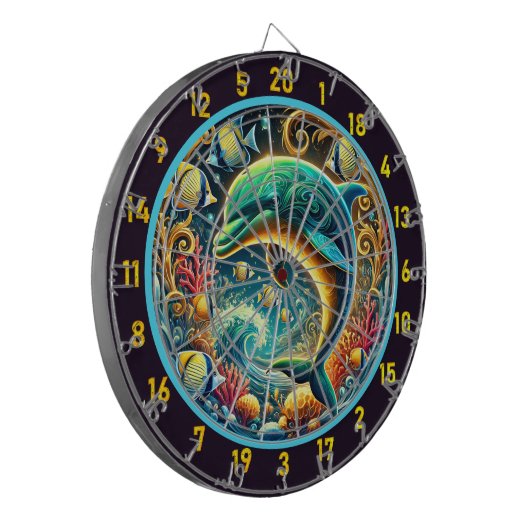 Dolphin Paradise Dartboard: Flair an der Küste Dartscheibe (Vorderseite Links)