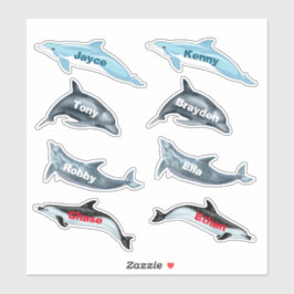 Dolphin-Party-Aufkleber mit Namen Aufkleber