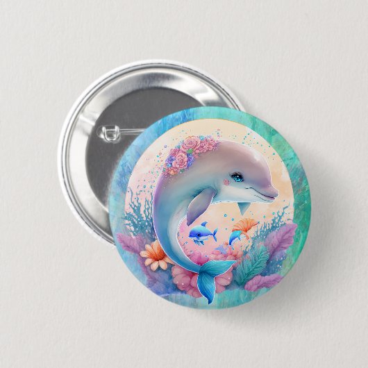 Dolphin-Party Button (Vorne & Hinten)