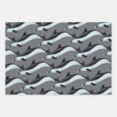Dolphin Pattern Schwarz Grau Wrapping Papier (Vorderseite 3)