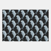 Dolphin Pattern Schwarz Grau Wrapping Papier (Vorderseite)