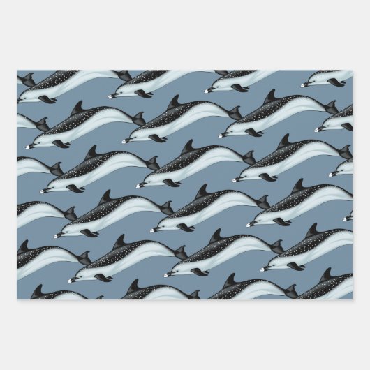 Dolphin Patterns Blaues Verpackungspapier Geschenkpapier Set (Vorderseite 3)