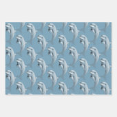 Dolphin Patterns Blaues Verpackungspapier Geschenkpapier Set (Vorderseite)