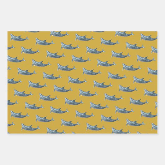 Dolphin Patterns Gold Wrapping Paper Geschenkpapier Set (Vorderseite 2)