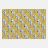 Dolphin Patterns Gold Wrapping Paper Geschenkpapier Set (Vorderseite)