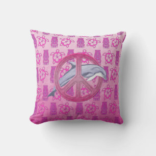 Dolphin Peace Pink Kissen