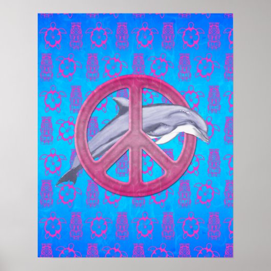 Dolphin Peace Pink Poster (Vorne)