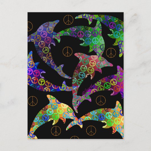 Dolphin Peace Pod Postcard Postkarte (Vorderseite)