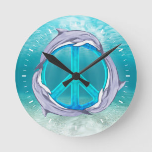 Dolphin Peace Runde Wanduhr