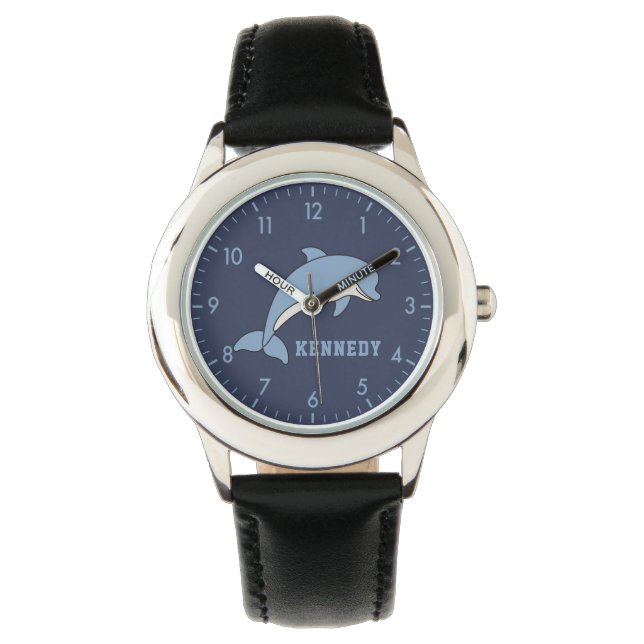 Dolphin Personalisierter Individuelle Name zurück  Armbanduhr (Vorderseite)