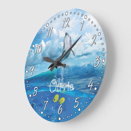 Dolphin Personalizable Wall Clock Große Wanduhr (Winkel)