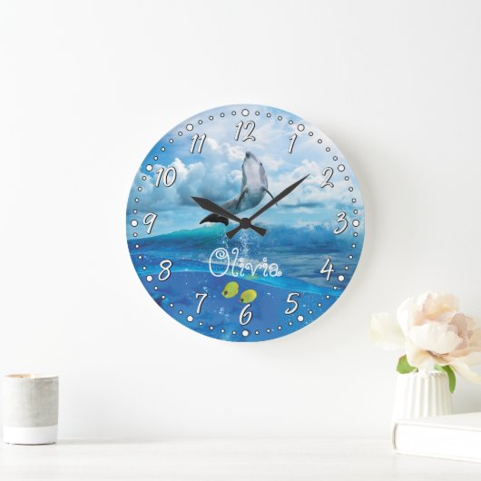 Dolphin Personalizable Wall Clock Große Wanduhr (Zuhause)