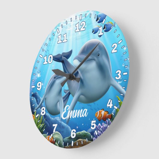 Dolphin Personalizable Wall Clock Große Wanduhr (Winkel)