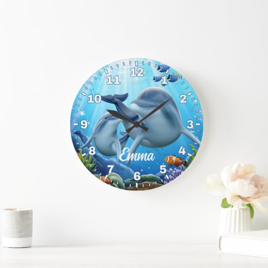 Dolphin Personalizable Wall Clock Große Wanduhr (Zuhause)
