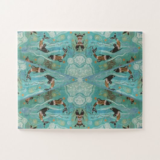 DOLPHIN PLAY ABORIGINAL ART PUZZLE (Horizontal)