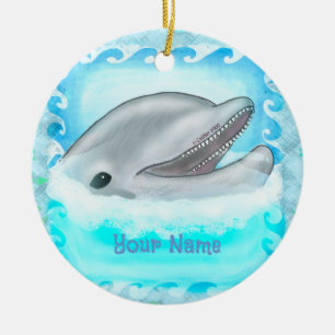Dolphin Play individuelle Name Keramik Ornament