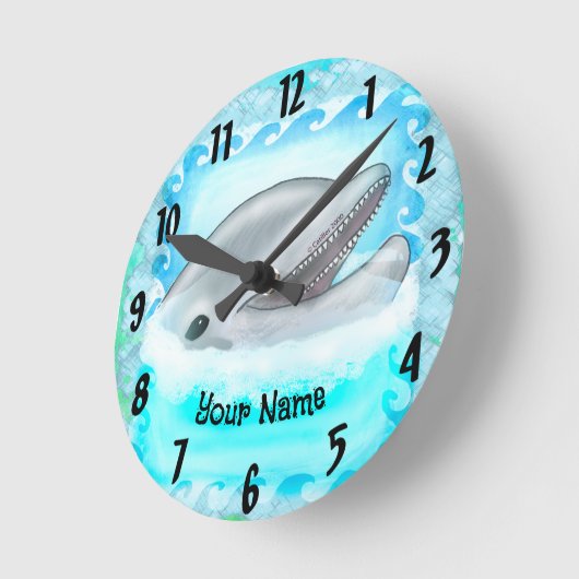 Dolphin Play Runde Wanduhr (Winkel)