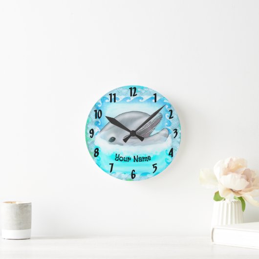 Dolphin Play Runde Wanduhr (Zuhause)