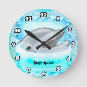 Dolphin-Play-Uhr Runde Wanduhr