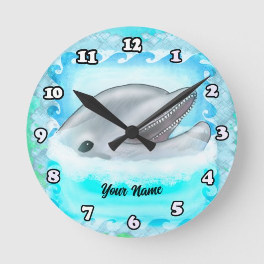 Dolphin-Play-Uhr Runde Wanduhr (Vorderseite)