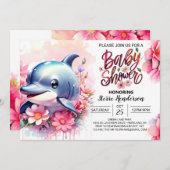 Dolphin Playground Girl Babydusche Einladung (Vorne/Hinten)