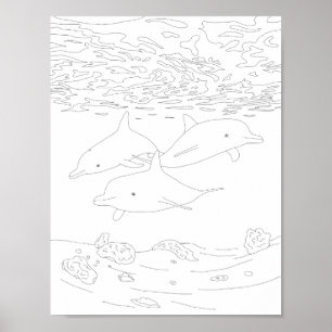 Dolphin Pod Aduloring Poster