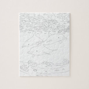 Dolphin Pod Adult Coloring Puzzle