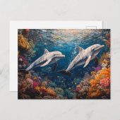 Dolphin Pod Coral Reef Postkarte (Vorne/Hinten)