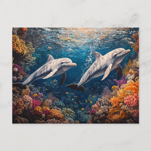 Dolphin Pod Coral Reef Postkarte (Vorderseite)