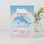 Dolphin Pool Party Birthday Beach Floor Ocean Einladung (Stehend Vorderseite)