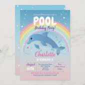 Dolphin Pool Party Birthday Beach Floor Ocean Einladung (Vorne/Hinten)