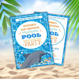 Dolphin Pool Party Geburtstag Einladung