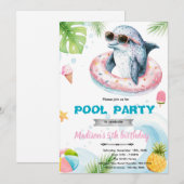 Dolphin Pool Party invite Einladung (Vorne/Hinten)