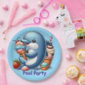 Dolphin Pool Party Pappteller (Party)
