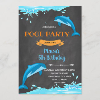 Dolphin-Pool-Strand Geburtstagseinladung Einladung