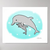 Dolphin Poster Niedliche Mama & Baby Dolphin Kinde (Vorne)