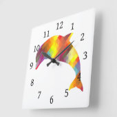 Dolphin Print 7 Quadratische Wanduhr (Winkel)
