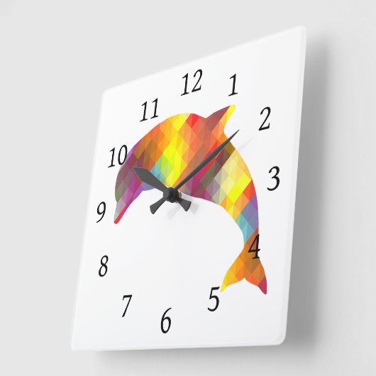 Dolphin Print 7 Quadratische Wanduhr (Winkel)