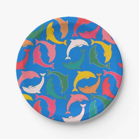 Dolphin Print Blue Pappteller (Vorderseite)